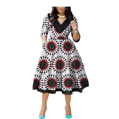 Vestido de Algodón Batik Étnico Africano con Estampado Doble Cara - Image 5