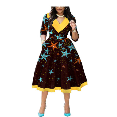 Vestido de Algodón Batik Étnico Africano con Estampado Doble Cara - Image 3