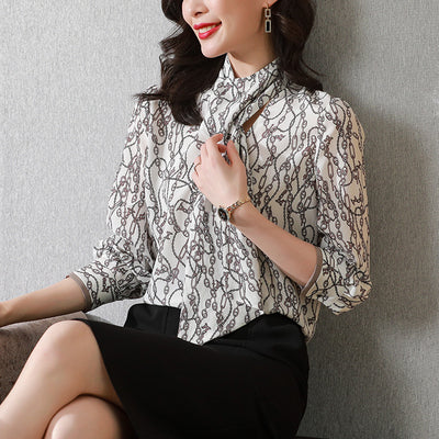 Blusa de Seda Gruesa Manga Larga Diseño Moderno para Primavera Verano - Image 3