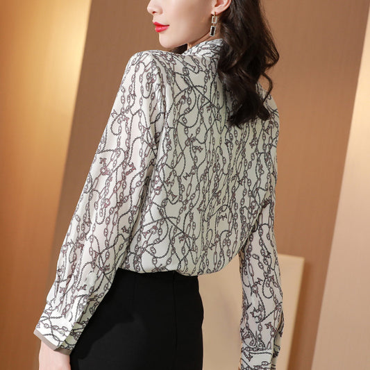 Blusa de Seda Gruesa Manga Larga Diseño Moderno para Primavera Verano - Image 2