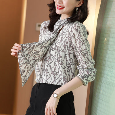 Blusa de Seda Gruesa Manga Larga Diseño Moderno para Primavera Verano - Image 5