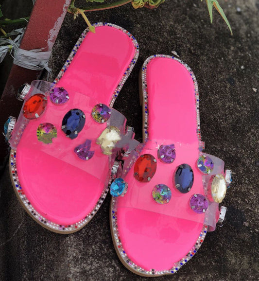 Sandalias Transparentes de Tacón Bajo Talla Grande
