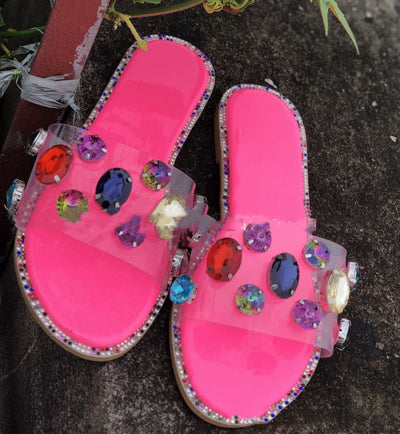 Sandalias Transparentes de Tacón Bajo Talla Grande