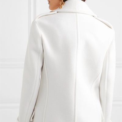 Abrigo de Cachemir Doble Botonadura Blanco Elegante - Image 12