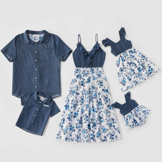 Conjunto Familiar de Mezclilla a Juego: Ropa para Padres e Hijos