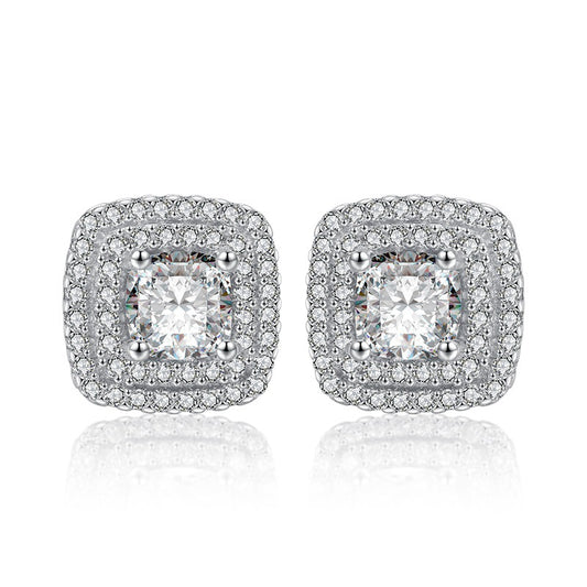 Aretes de Zirconia Cuadrados con Brillo Diamante