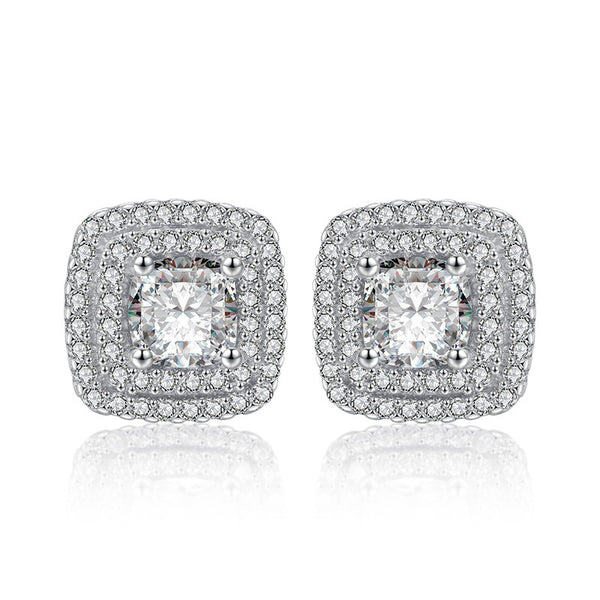 Aretes de Zirconia Cuadrados con Brillo Diamante