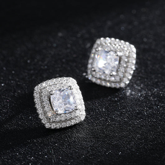 Aretes de Zirconia Cuadrados con Brillo Diamante - Image 3