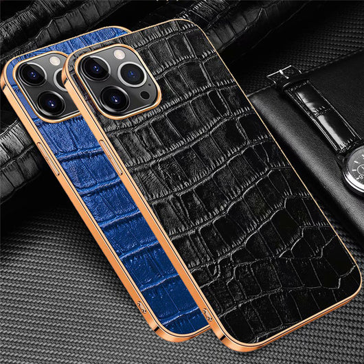 Funda Protectora de Cuero para Apple con Acabado Electrochapado