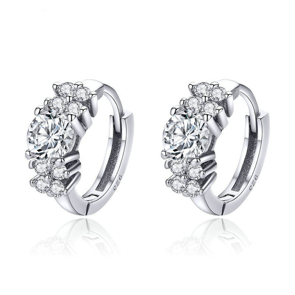 Aretes de Plata Esterlina con Circón en Tres Colores