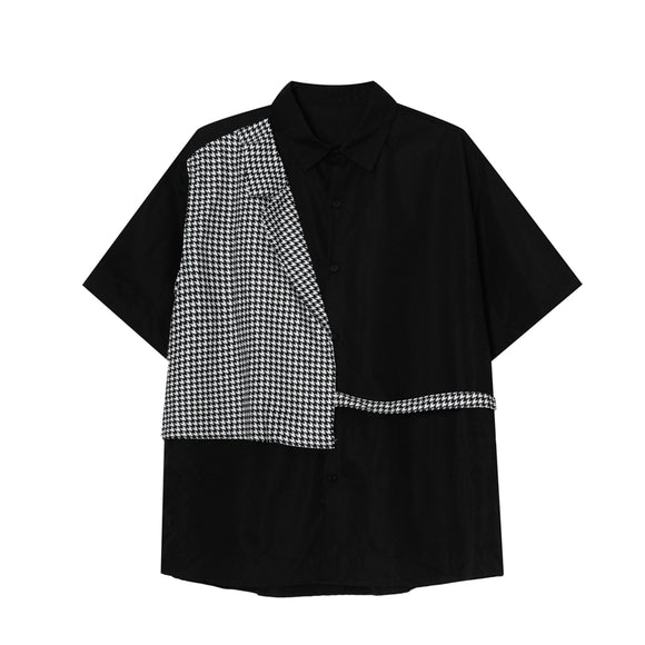 Camisa Casual Hombre con Diseño Falso Dos Piezas y Costuras Premium