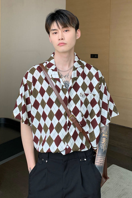 Camisa Cuadriculada Estilo Coreano con Broche Desmontable para Hombre - Image 4