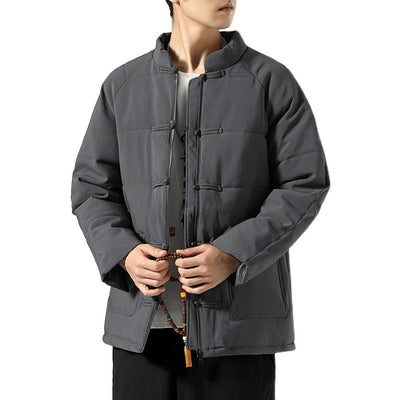 Abrigo Hanfu de Algodón con Cuello Mao y Botones de Disco - Image 3
