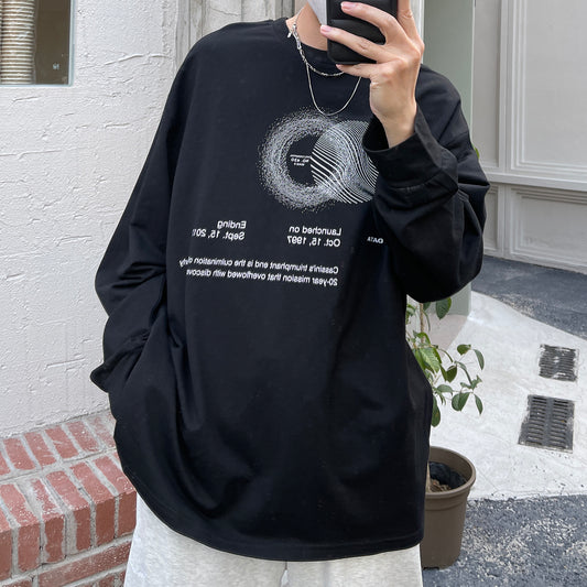 Suéter Cómodo para Parejas - Camiseta Estampada de Manga Larga Estilo Coreano