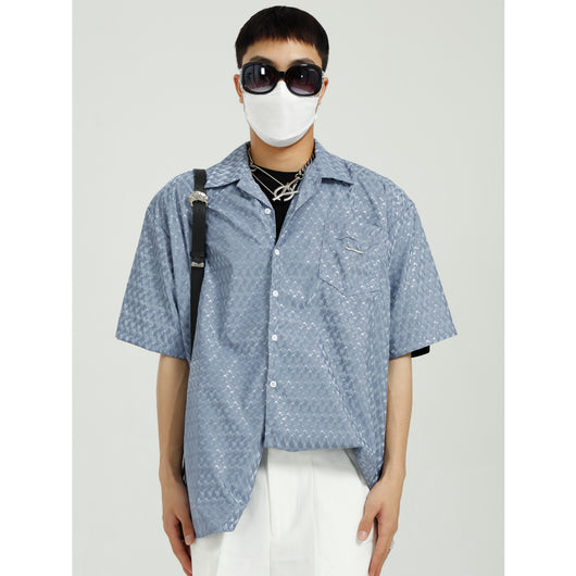 Camisa Suelta de Manga Corta en Color Sólido para Hombre - Image 5