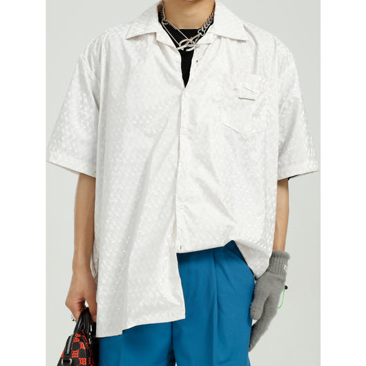 Camisa Suelta de Manga Corta en Color Sólido para Hombre - Image 6