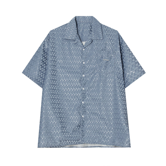 Camisa Suelta de Manga Corta en Color Sólido para Hombre