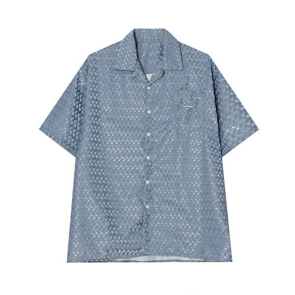 Camisa Suelta de Manga Corta en Color Sólido para Hombre