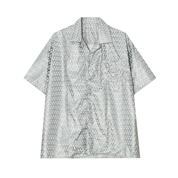 Camisa Suelta de Manga Corta en Color Sólido para Hombre