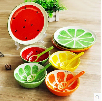 Tazón de Cerámica Frutas - Diseño Sandía, Naranja y Limón