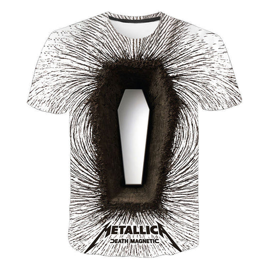 Camiseta Estampada Heavy Metal Cuello Redondo Manga Corta