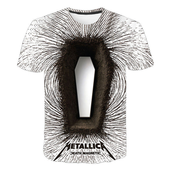 Camiseta Estampada Heavy Metal Cuello Redondo Manga Corta