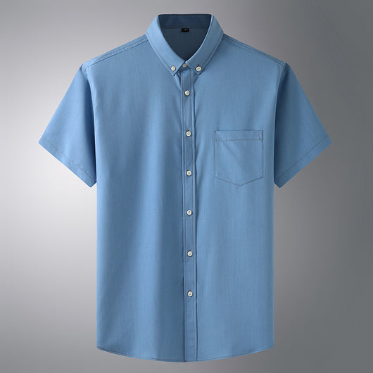 Camisa de Negocios Casual Efecto Denim para Hombre - Image 7