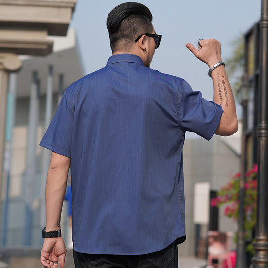 Camisa de Negocios Casual Efecto Denim para Hombre - Image 4