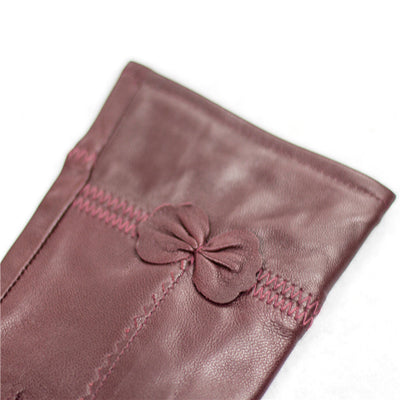 Guantes de Cuero de Oveja para Mujer Invierno - Cálidos con Lazo y Forro de Felpa - Image 5