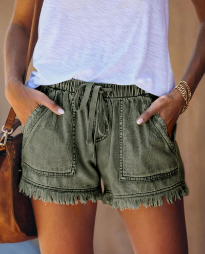 Shorts Vaqueros Holgados con Flecos Elásticos - Image 2