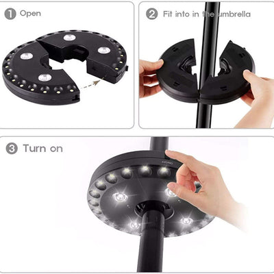 Lámpara Camping Multifuncional 24 LED - Luz Portátil con Paraguas Desmontable