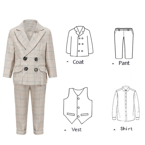 Traje Formal Infantil de Tres Piezas - Estilo Británico Elegante