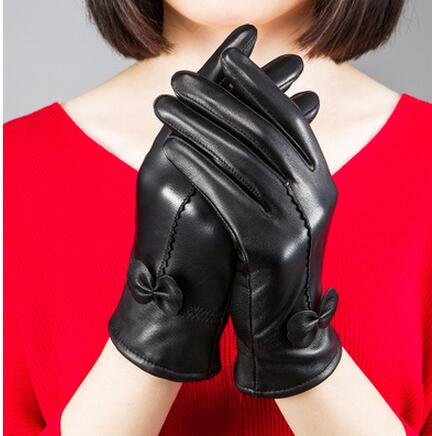 Guantes de Cuero de Oveja para Mujer Invierno - Cálidos con Lazo y Forro de Felpa - Image 7
