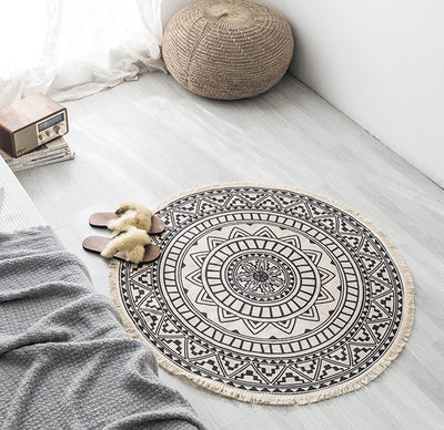 Tapete Redondo Tejido a Mano con Borla - Diseño Minimalista Lujo Americano para Sala - Image 11