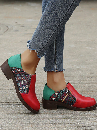 Zapatos de Tacón Cuadrado Bajo con Diseño de Bloques de Color Estilo Romano para Mujer - Image 10