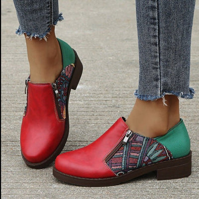 Zapatos de Tacón Cuadrado Bajo con Diseño de Bloques de Color Estilo Romano para Mujer - Image 3