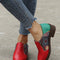 Zapatos de Tacón Cuadrado Bajo con Diseño de Bloques de Color Estilo Romano para Mujer