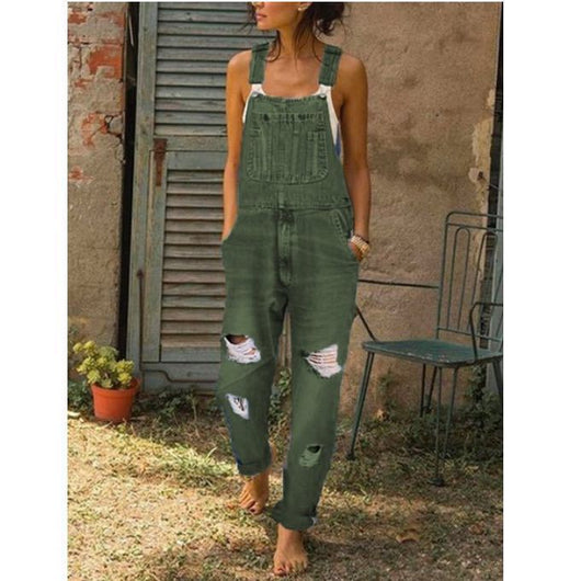 Enterizo Denim Mujer Rotos Diseño Moderno Overol Casual - Image 6