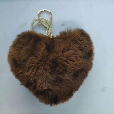 Llavero Corazón Peluche Leopardo con Bola de Pelaje - Accesorio para Auto y Bolso - Image 2