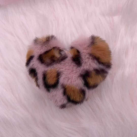 Llavero Corazón Peluche Leopardo con Bola de Pelaje - Accesorio para Auto y Bolso - Image 5