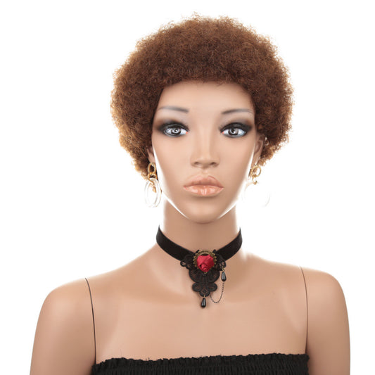 Peluca de Cabello Natural Rizado Afro Kinky Curls