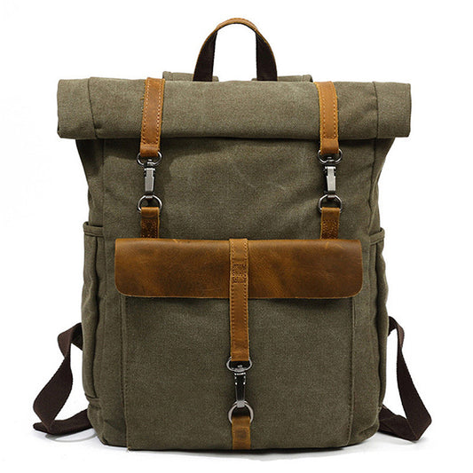 Mochila Retro de Lona para Hombre - Bolsa de Viaje Resistente y Versátil