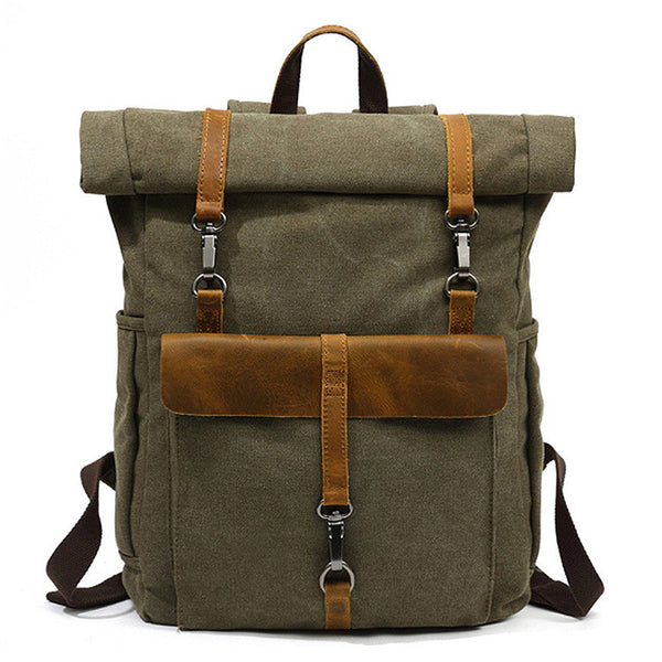 Mochila Retro de Lona para Hombre - Bolsa de Viaje Resistente y Versátil