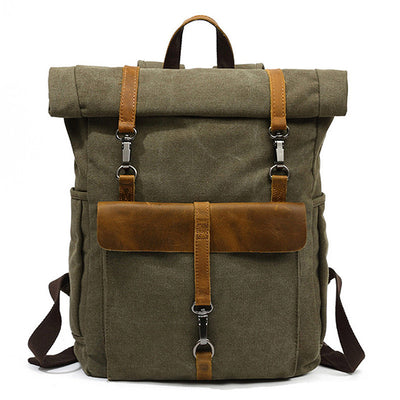 Mochila Retro de Lona para Hombre - Bolsa de Viaje Resistente y Versátil