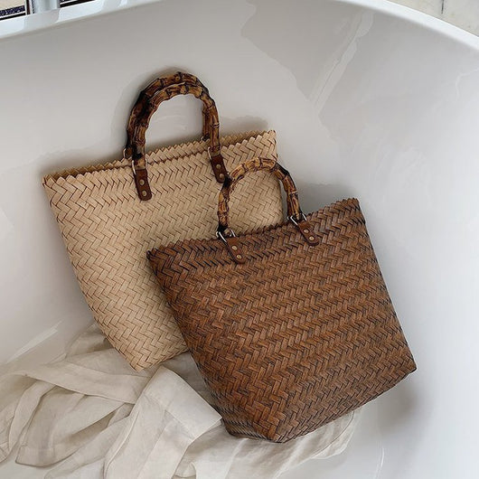 Bolsa de Playa Tejida Amplia Capacidad - Bolso de Paja Elegante