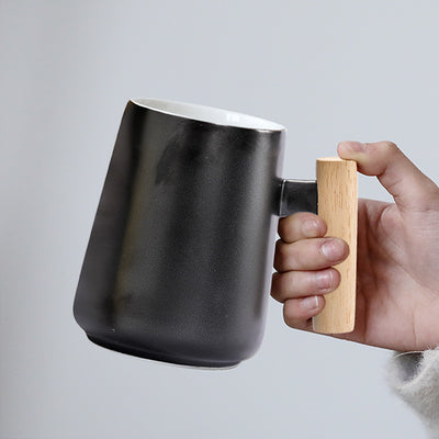 Taza de Oficina Retro Cerámica Negro y Blanco con Tapa - Image 5