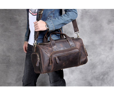Bolsa de Viaje Cuero Vintage Retro - Equipaje de Mano Unisex Europeo - Image 10
