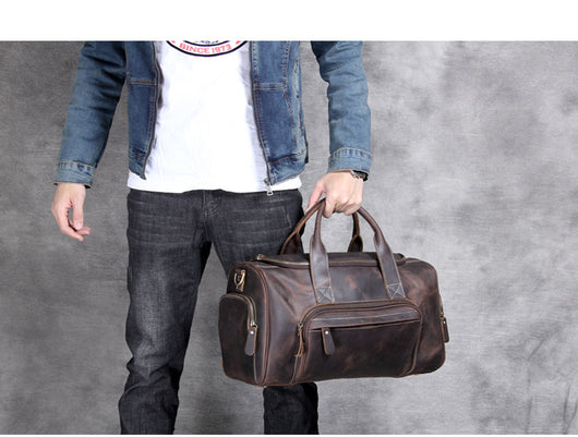 Bolsa de Viaje Cuero Vintage Retro - Equipaje de Mano Unisex Europeo - Image 8