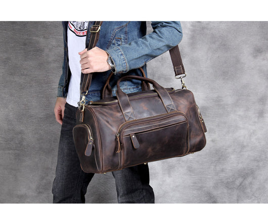 Bolsa de Viaje Cuero Vintage Retro - Equipaje de Mano Unisex Europeo - Image 5