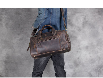 Bolsa de Viaje Cuero Vintage Retro - Equipaje de Mano Unisex Europeo - Image 3